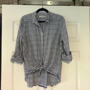 LOFT Striped Linen Blouse
